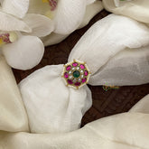 Vriksham Exquisite Jadau Kundan Finger Ring-Red,Green & White-J2716