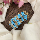 Vriksham Artificial Buds With Gold Pollen Hair Pin-Sky Blue-HF-H1016