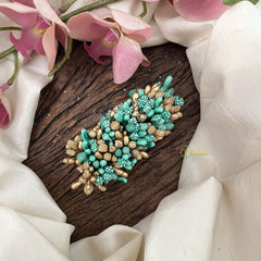 Vriksham Artificial Buds With Gold Pollen Hair Pin-Aqua Green-HF-H1017