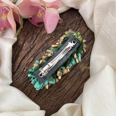 Vriksham Artificial Buds With Gold Pollen Hair Pin-Aqua Green-HF-H1017