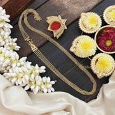 Vriksham Elegant Gold Alike 4 Layered & Lakshmi Design Ad Stone Moggapu Chain-Green-G20555