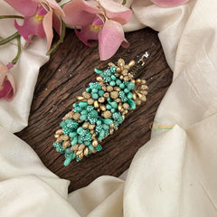 Vriksham Artificial Buds With Gold Pollen Hair Pin-Aqua Green-HF-H1017
