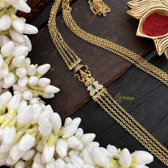 Vriksham Elegant Gold Alike 4 Layered & Lakshmi Design Ad Stone Moggapu Chain-Green-G20555