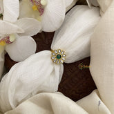 Vriksham Premium Floral Jadau Kundan Finger Ring-Green & White-J2704