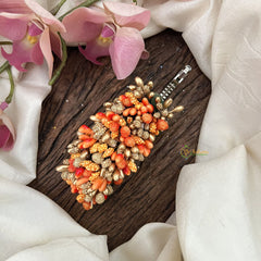 Vriksham Artificial Buds With Gold Pollen Hair Pin-Orange-HF-H1018