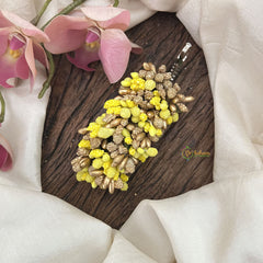 Vriksham Artificial Buds With Gold Pollen Hair Pin-Yellow-HF-H1019