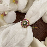 Vriksham Unique Jadau Kundan Finger Ring-Red,Green & White-J2715