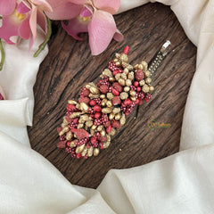 Vriksham Artificial Buds With Gold Pollen Hair Pin-Red-HF-H1020