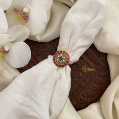 Vriksham Unique Jadau Kundan Finger Ring-Red,Green & White-J2714