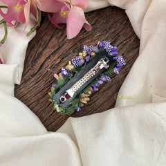 Vriksham Artificial Flower With Gold Pollen Hair Pin-Dark lavender-HF-H1022