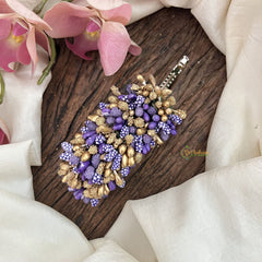 Vriksham Artificial Flower With Gold Pollen Hair Pin-Dark lavender-HF-H1022
