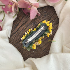 Vriksham Artificial Buds With Gold Pollen Hair Pin-Light Yellow-HF-H1023