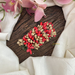 Vriksham Artificial Buds With Gold Pollen Hair Pin-Dark Red-HF-H1132