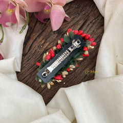 Vriksham Artificial Buds With Gold Pollen Hair Pin-Dark Red-HF-H1132