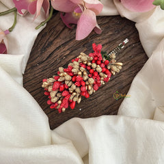 Vriksham Artificial Buds With Gold Pollen Hair Pin-Dark Red-HF-H1132