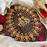 Vriksham Premium Gold Polish Jadau Kundan Peacock Neckpiece.-Pearl-J2311