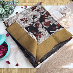 Vriksham Brown & Off White Kalamkari Saree With Nizam Border-VS4675