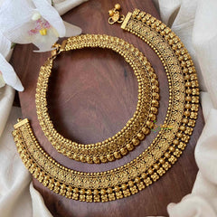 Vriksham Broad Bridal Gold Look Floral Nakshi Style Anklet-G21238