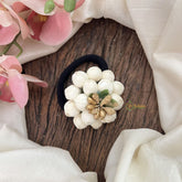 Vriksham Artificial Double Jasmin Gold Pollen Hair Rubber-HF-H1027