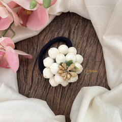 Vriksham Artificial Double Jasmin Gold Pollen Hair Rubber-HF-H1027