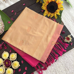Vriksham Classic Beige With Rani Pink Pallu Soft Silk Saree-VS4867