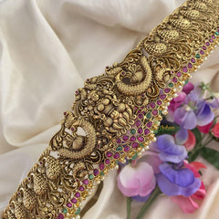 Vriksham Premium Lakshmi With Peacock Bridal Hipbelt-Aqua Green Bead-G15767