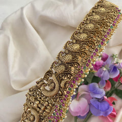 Vriksham Premium Lakshmi With Peacock Bridal Hipbelt-Aqua Green Bead-G15767