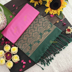 Vriksham Hot Pink With Green Pallu Soft Silk Saree-VS4868
