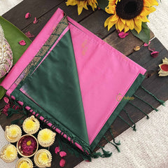 Vriksham Hot Pink With Green Pallu Soft Silk Saree-VS4868