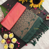 Vriksham Pitch With Green Pallu Soft Silk Saree-VS4864