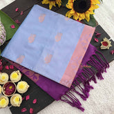 Vriksham Columbia Blue With Purple Pallu Soft Silk Saree-VS4869