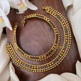 Vriksham Classic 4 Red & Green Dot Pear Bridal Gold Look Anklet-G21240