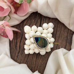 Vriksham Peacock Feather & Jasmine Hair Clip-HF-H1031