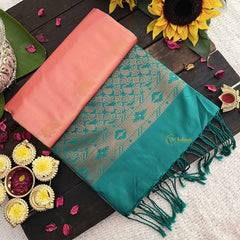 Vriksham Melon With Green Pallu Soft Silk Saree-VS4871