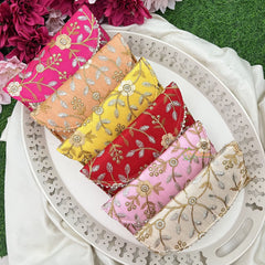 Return Gift Embroidered Silk Clutch Purses-Floral Zari Work-Set Of 6-RG335