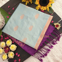 Vriksham Sky Blue With Purple Pallu Soft Silk Saree-VS4870