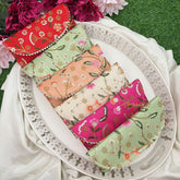 Return Gift Hand Bags-Bandhani Royale Clutch Purse With Thread Work-6 Pieces Set-RG299