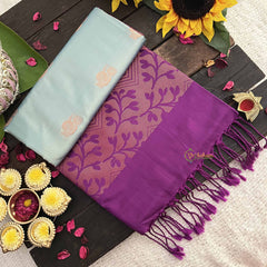 Vriksham Sky Blue With Purple Pallu Soft Silk Saree-VS4870