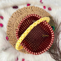 Vriksham Handmade Square Dual-Tone Maroon With Cream Handle Plastic Wire Basket Bag-KRG2169