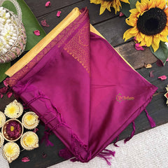 Vriksham Golden Yellow With Purple Border Soft Silk Saree-VS4862