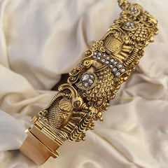Vriksham Premium White Stone Dual Peacock Hipbelt-Gold Bead-G15774