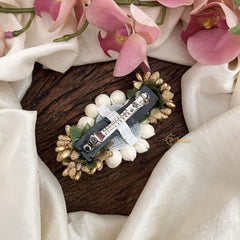 Vriksham Mallipoo Jasmine Golden Pollen With Yellow Rose Hair Clip-HF-H1106