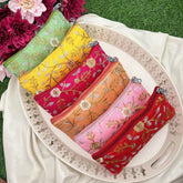Return Gift Hand Bags-Floral Design With Thread Work Pouches-6 Pieces Set-RG303
