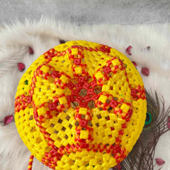 Vriksham Traditional Indian Orange, Yellow and Green Wire Koodai & Pointed Zig-Zag Rim Design-KRG2175