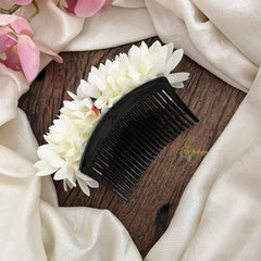 Vriksham Artificial Pichi Red Rose Flower Hair Comb-Golden Pearl-HF-H1040