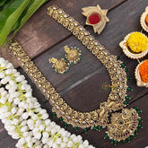 Vriksham Premium Gold Look Alike Temple Haram-Green Beads-G21372