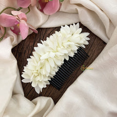 Vriksham Artificial Burnt White Flower Hair Comb-HF-H1043