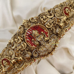 Vriksham Elegant Lakshmi Bridal Hipbelt-Red Bead-Red-G15783