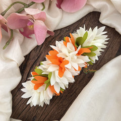 Vriksham Artificial Jasmin With Orange Pichi Poo Hair Clip-HF-H1046