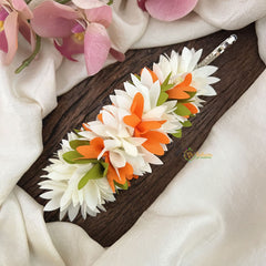 Vriksham Artificial Jasmin With Orange Pichi Poo Hair Clip-HF-H1046